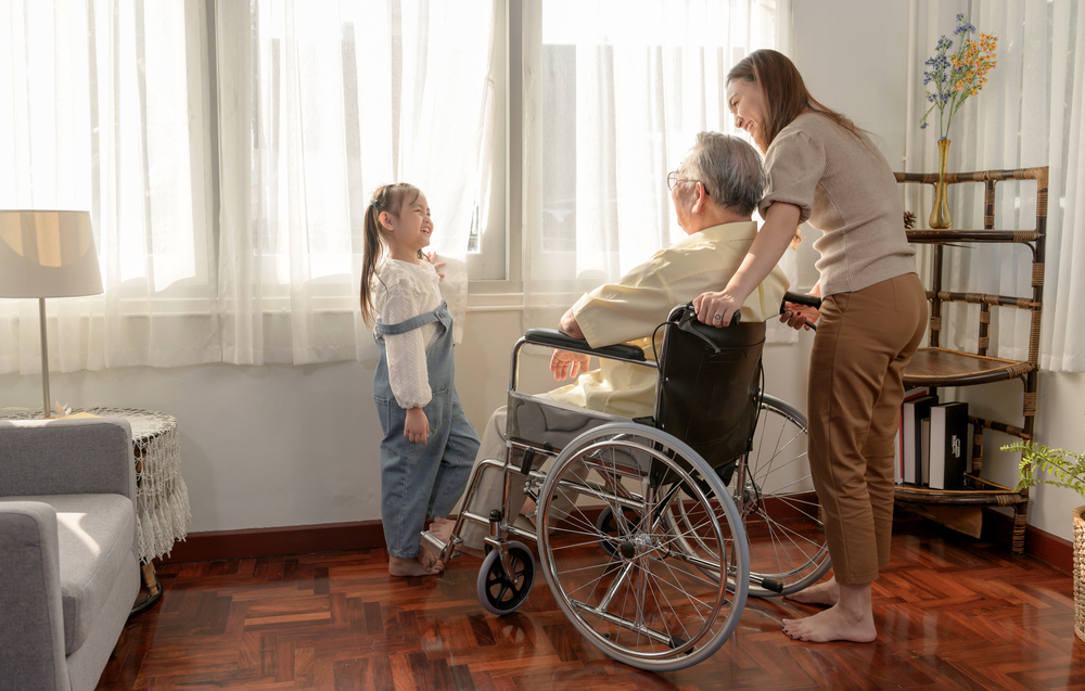 Asian,Senior,Man,Was,Sick,And,Sitting,On,Wheelchair.,Retirement